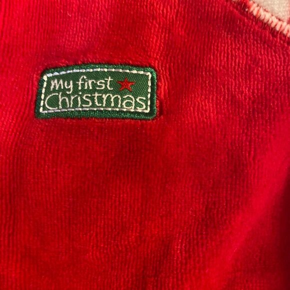 Little me Santa Velour Zip Footie 3 months - Picture 5 of 7